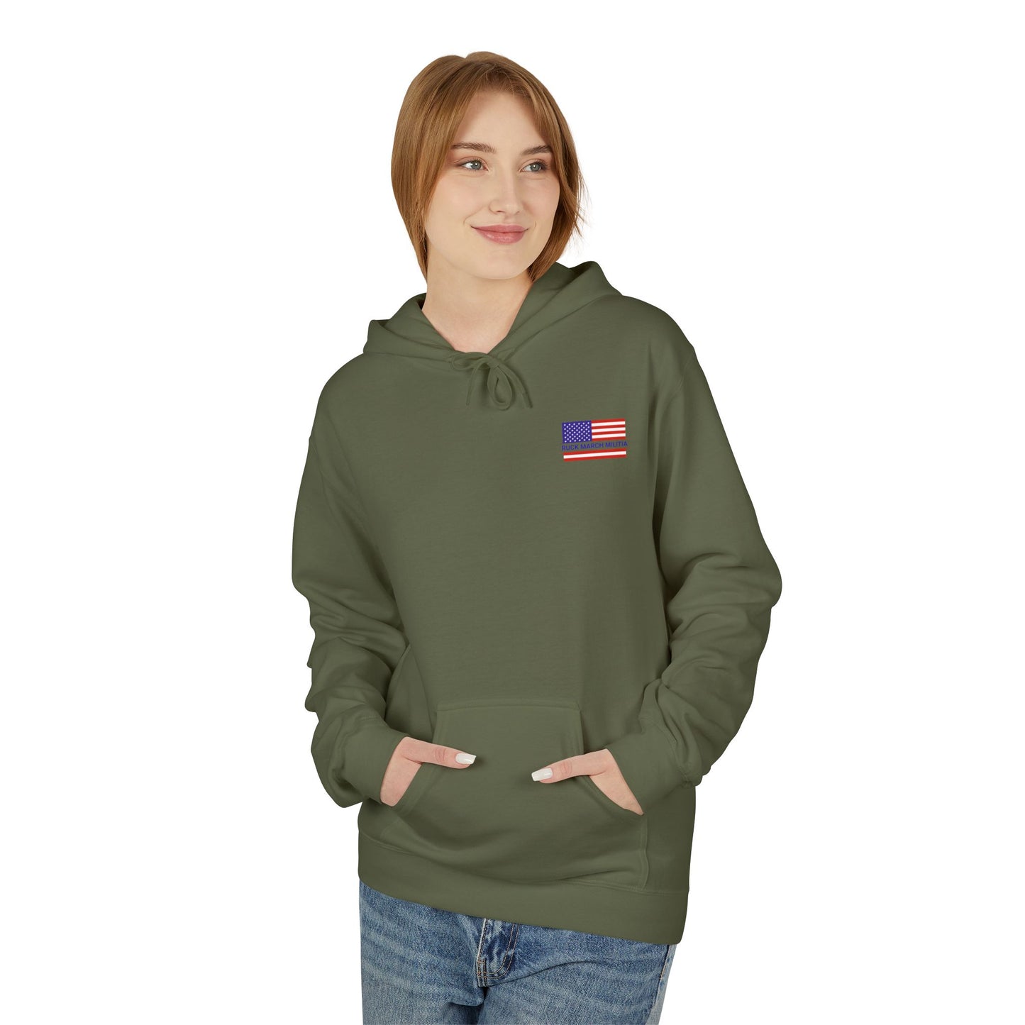 Patriotic Ruck March Militia Hoodie | Unisex Flag Design, Casual Wear, Gift for Veterans, Outdoor Activities, Independence Day