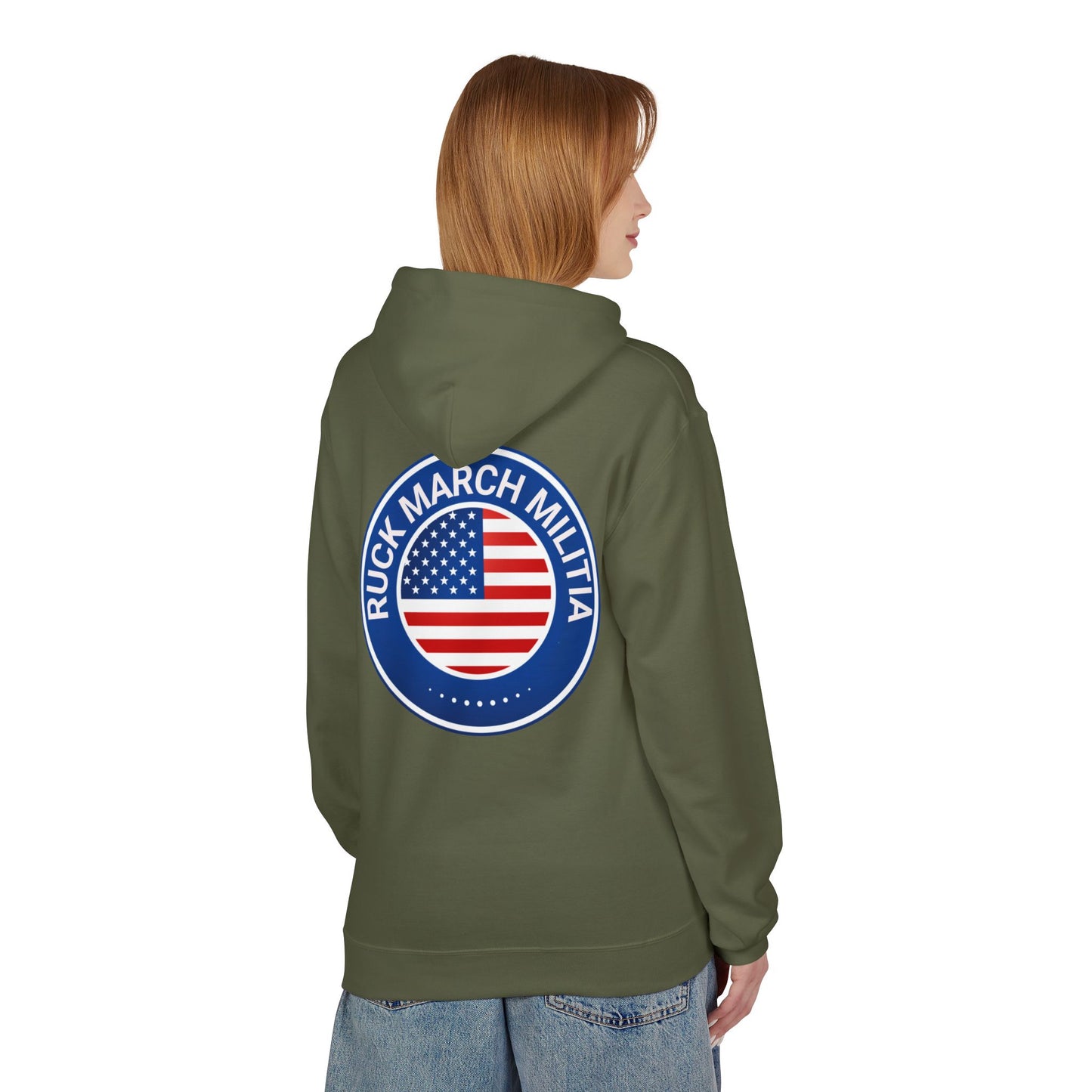 Patriotic Ruck March Militia Hoodie | Unisex Flag Design, Casual Wear, Gift for Veterans, Outdoor Activities, Independence Day