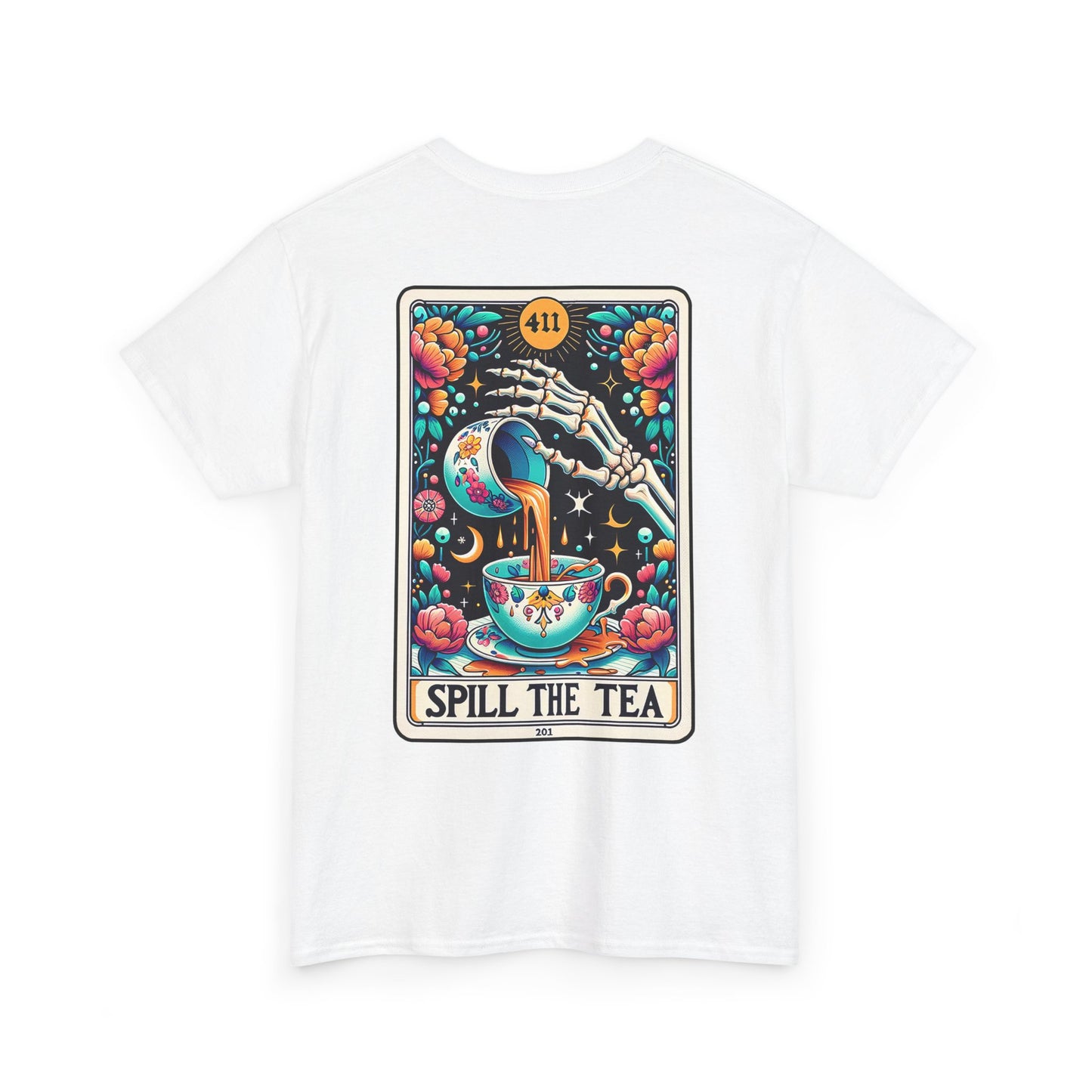 "Spill the Tea" Unisex Heavy Cotton Tee, Fun T-Shirt, Gift for Friends, Casual Wear, Festival Outfit, Tea Lover Apparel