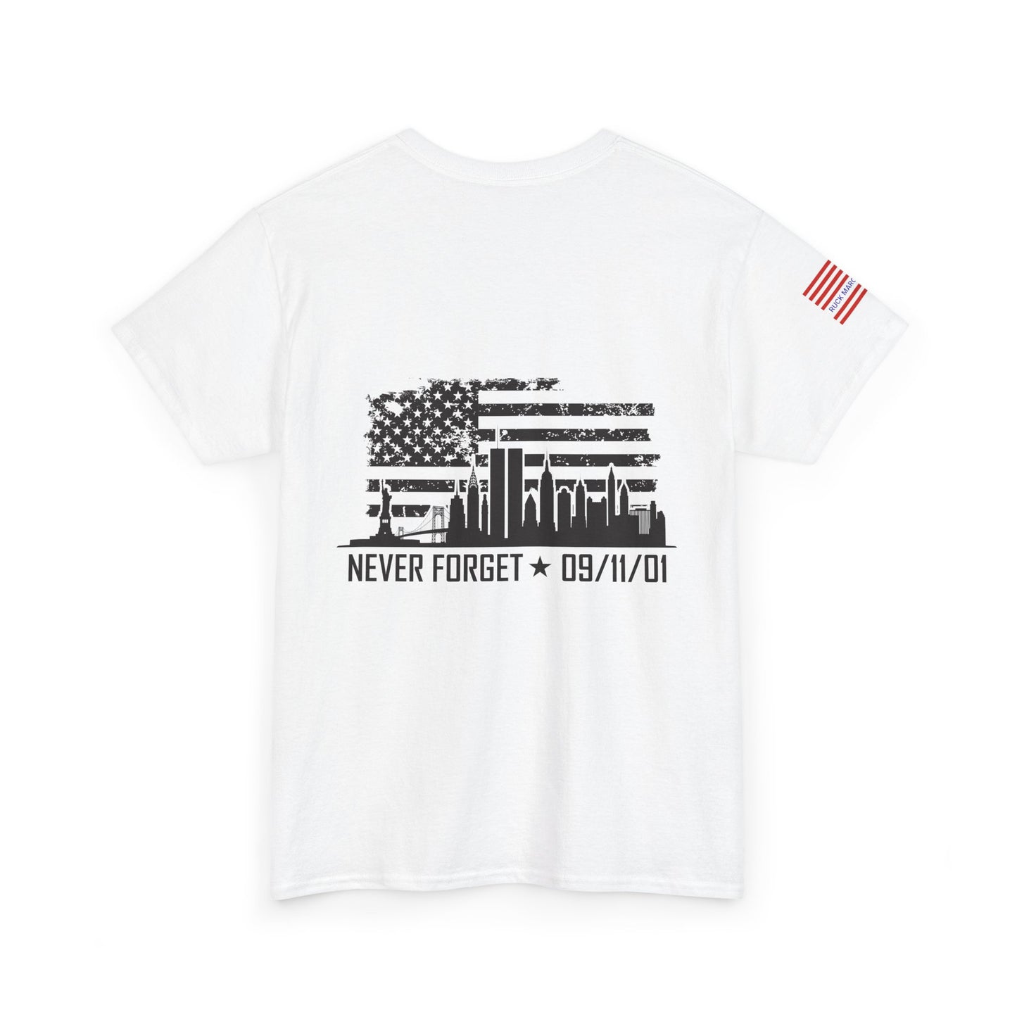 Unisex Heavy Cotton Tee with USA Flag Design, Commemorative Shirt for 9/11 Remembrance, Patriot Tee, Gift, American Pride Apparel