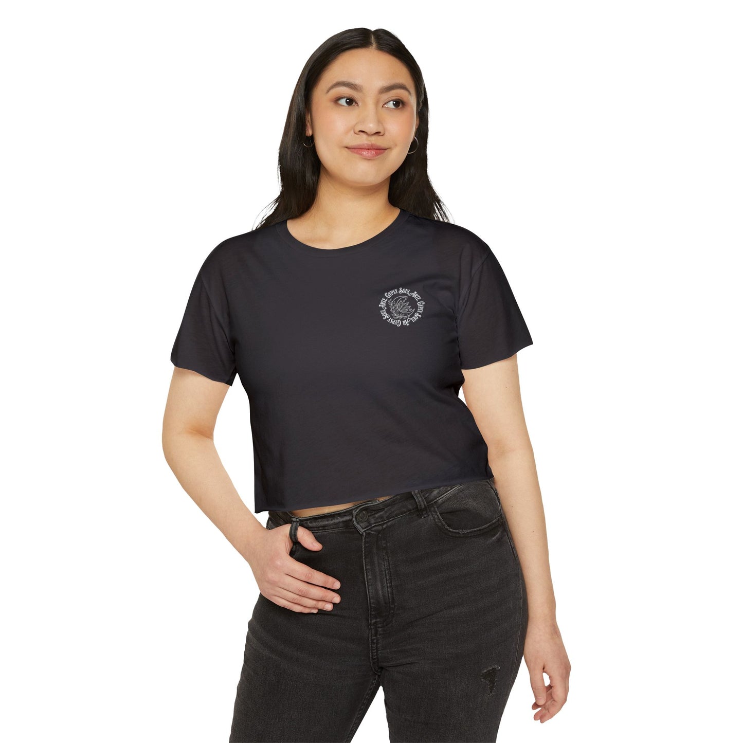 Women's Festival Crop Top, Bohemian Crop Tee, Gypsy Soul Arte Top, Summer Music Fest Shirt, Casual Outing Apparel, Festival Fashion Wear