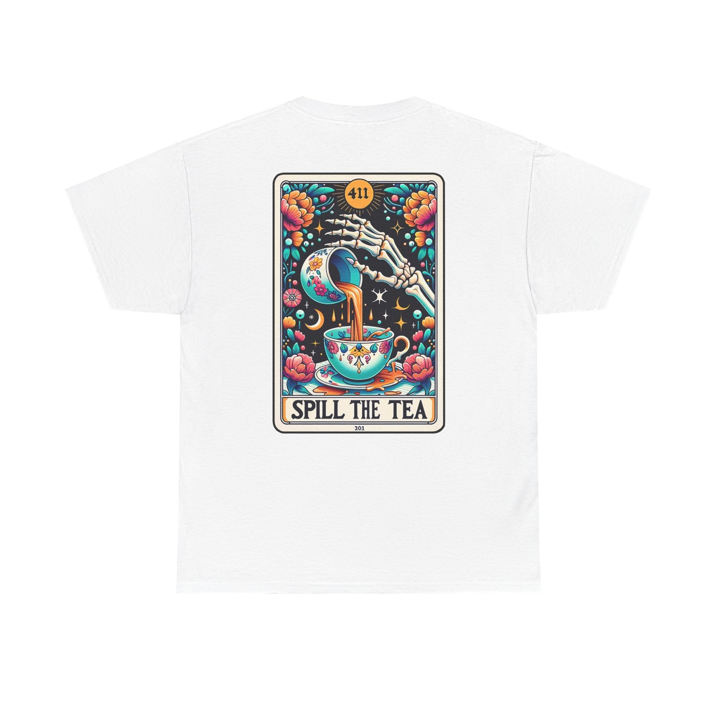 "Spill the Tea" Unisex Heavy Cotton Tee, Fun T-Shirt, Gift for Friends, Casual Wear, Festival Outfit, Tea Lover Apparel