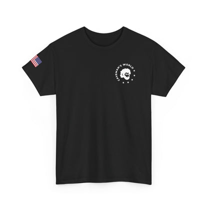 T-Shirt — "All Faster Than Dialing 911" Gun Caliber Back Print (Patriotic Sleeve)