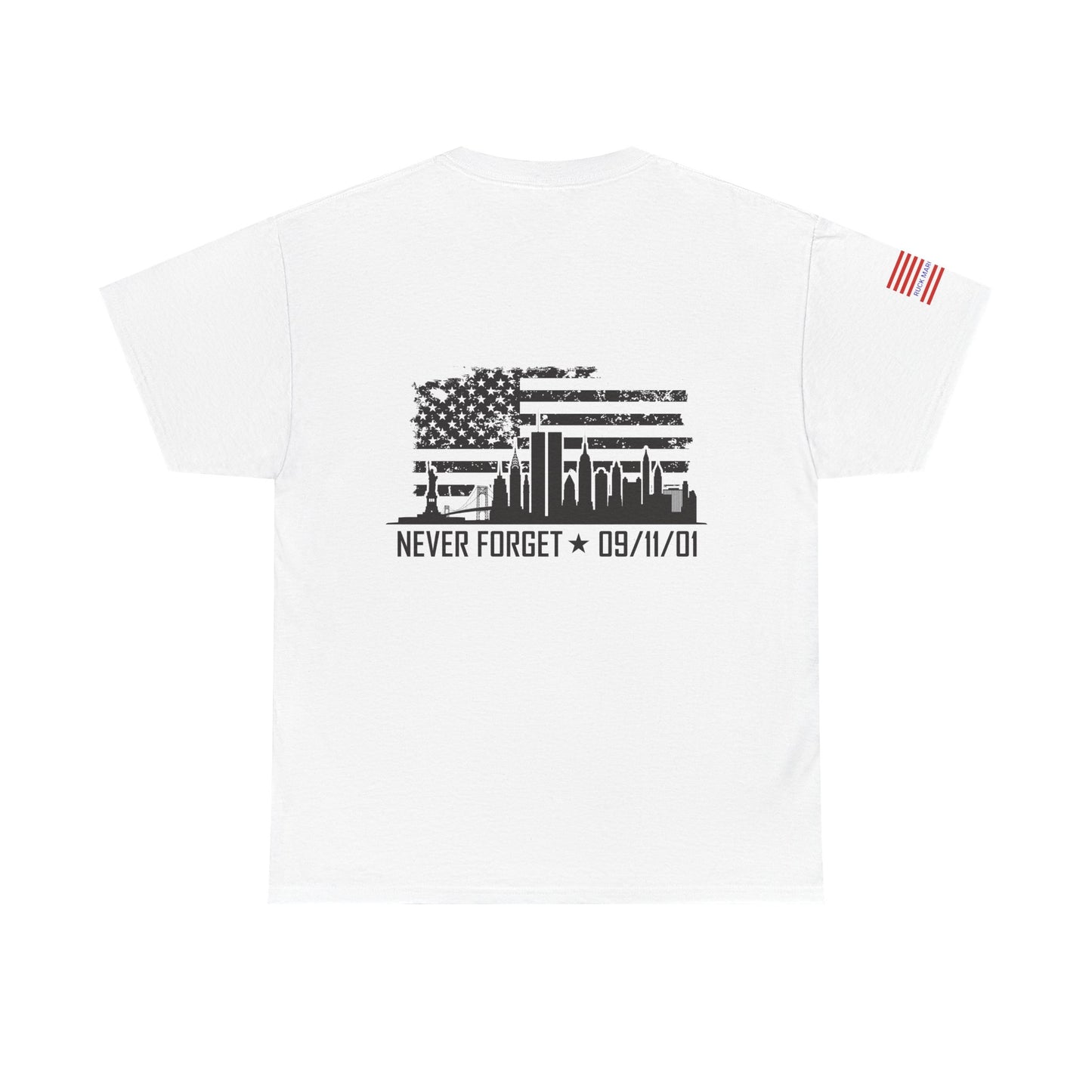 Unisex Heavy Cotton Tee with USA Flag Design, Commemorative Shirt for 9/11 Remembrance, Patriot Tee, Gift, American Pride Apparel