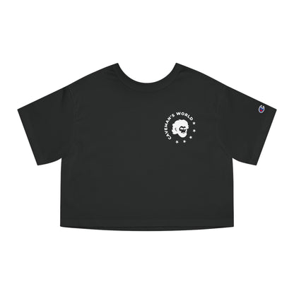 Cropped T-Shirt — "The Gym Is My Sanctuary" American Flag Skull