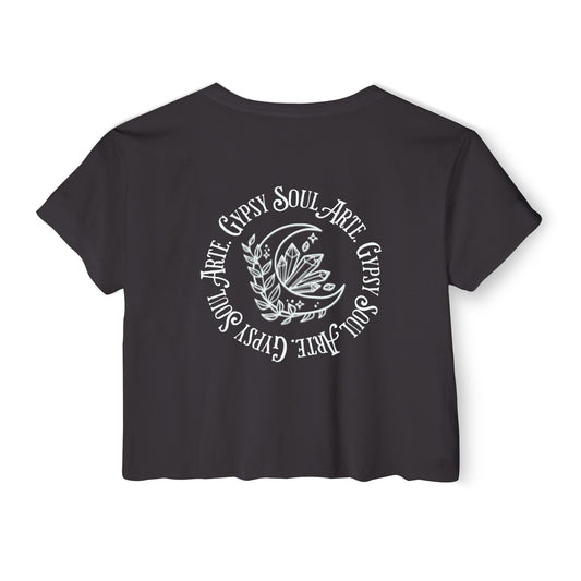 Women's Festival Crop Top, Bohemian Crop Tee, Gypsy Soul Arte Top, Summer Music Fest Shirt, Casual Outing Apparel, Festival Fashion Wear