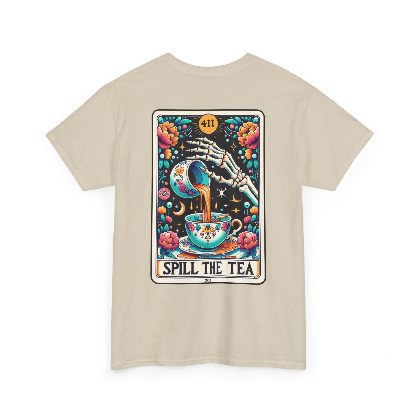 "Spill the Tea" Unisex Heavy Cotton Tee, Fun T-Shirt, Gift for Friends, Casual Wear, Festival Outfit, Tea Lover Apparel