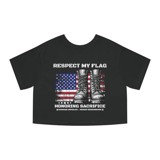 Respect My Flag Cropped T-Shirt — Honoring Sacrifice Military Tribute