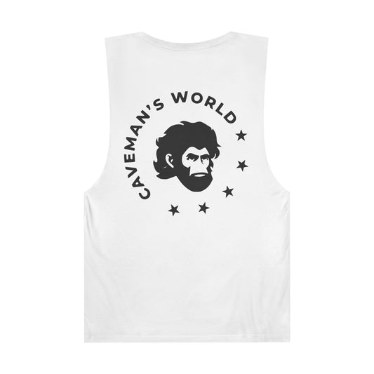 Caveman's World Unisex Tank, Summer Tee, Funny Graphic Shirt, Casual Wear, Gym Apparel, Gift for Him, Unique Design
