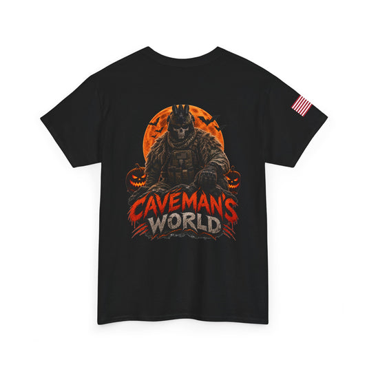 Caveman's World Halloween Tee — Spooky Soldier Pumpkin Graphic T‑Shirt